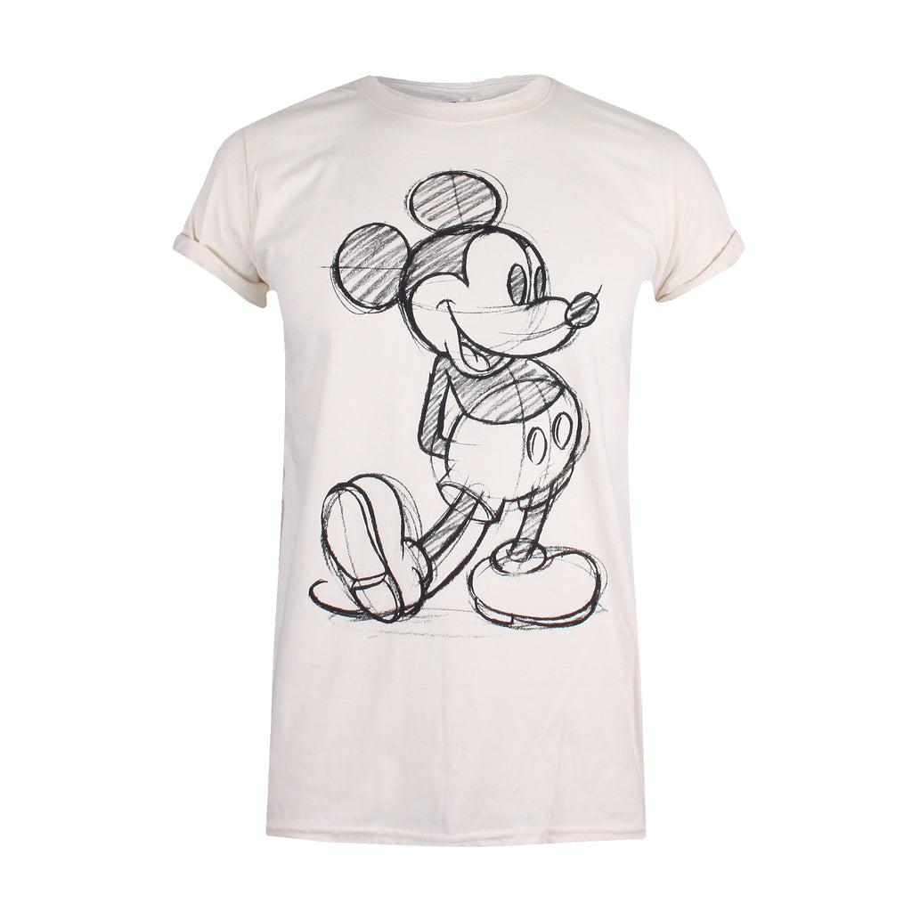 Disney Ladies - Mickey Sketch - T-Shirt - Natural