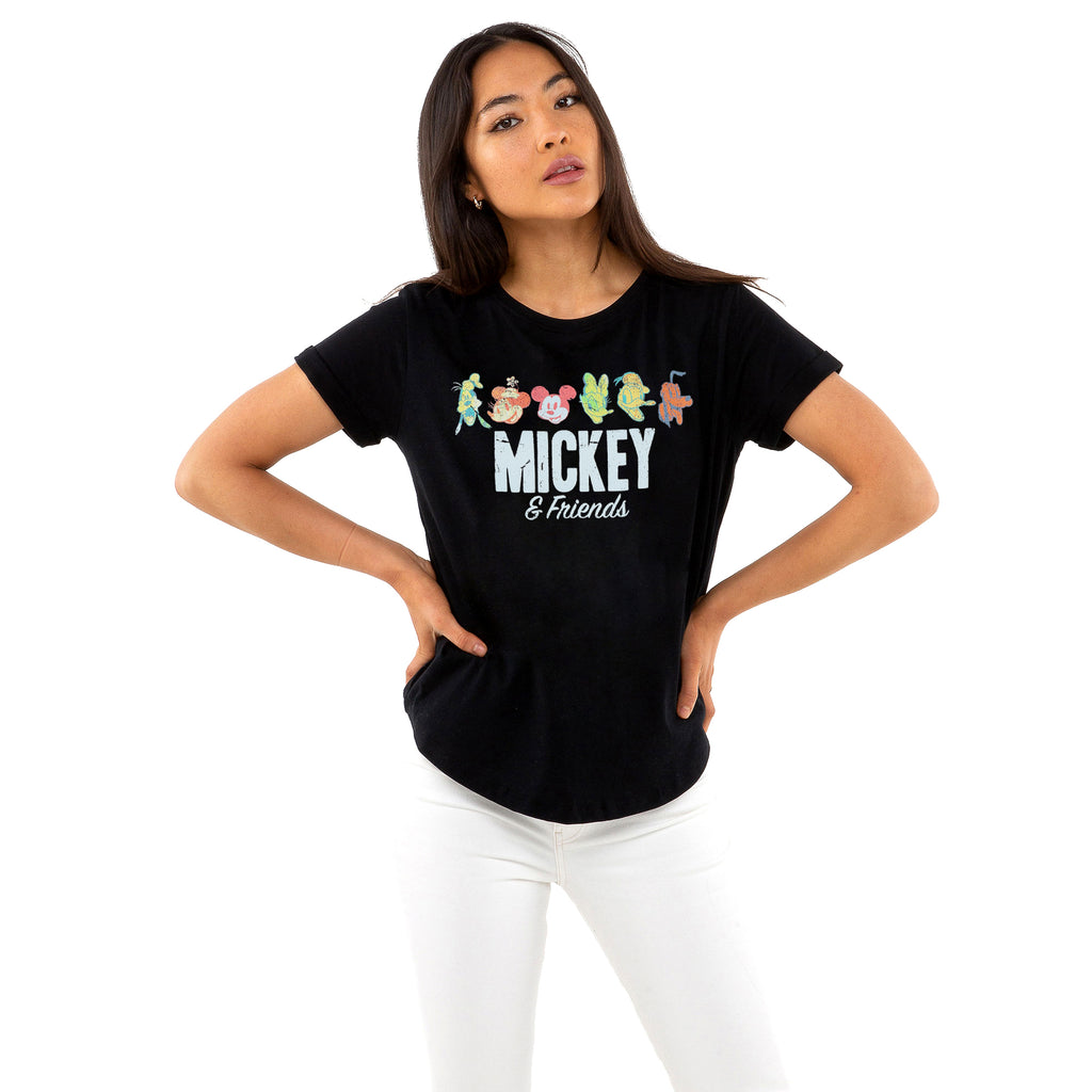 Disney Ladies - Mickey & Friends Retro - T-shirt - Black