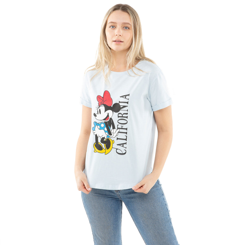 Disney Ladies - Minnie California - T-shirt - Sky Blue
