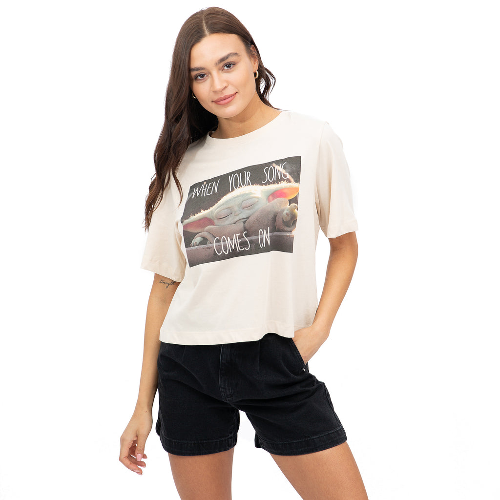 Star Wars Ladies - The Child Song - Boxy Cropped T-shirt - Nude