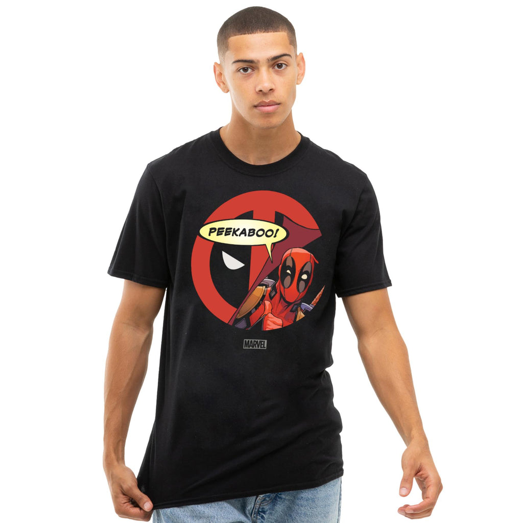 Marvel Mens T-Shirt Deadpool Peekaboo Top Tee S-2XL Official