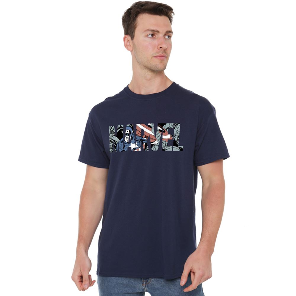 Marvel Mens T-Shirt Captain America Window Top Tee S-2XL Official