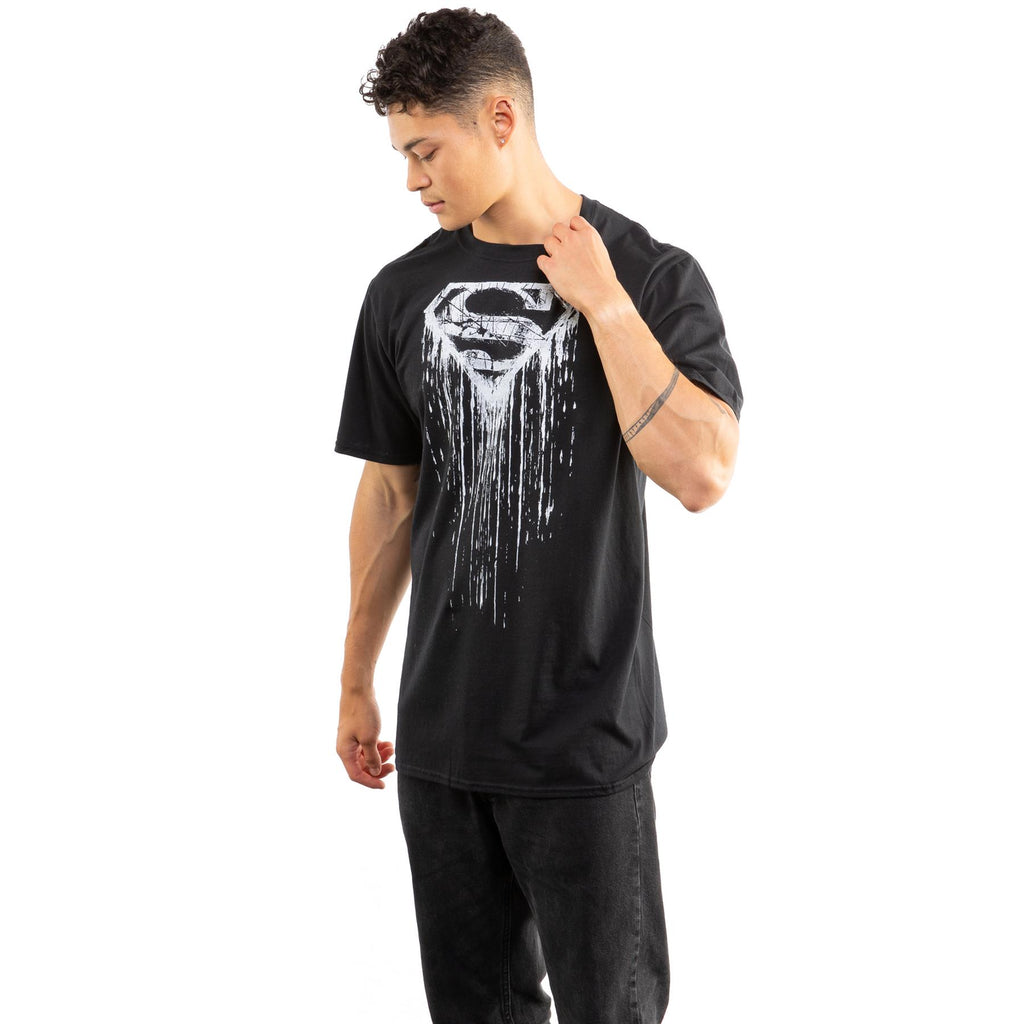 DC COMICS - SUPERMAN PAINT LOGO - MENS T-SHIRT - BLACK