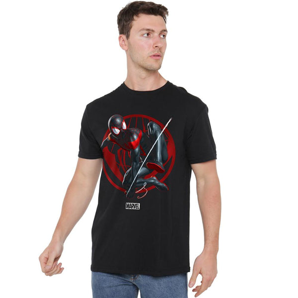 Marvel Mens T-Shirt Spiderman Miles Morales Leap Top Tee S-2XL Official