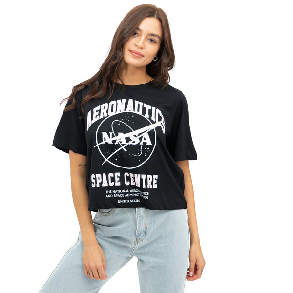 NASA Ladies - Space Centre - Boxy Cropped T-shirt - Black