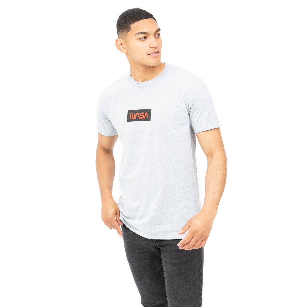 NASA Mens - Box Logo - T-shirt - Grey Heather