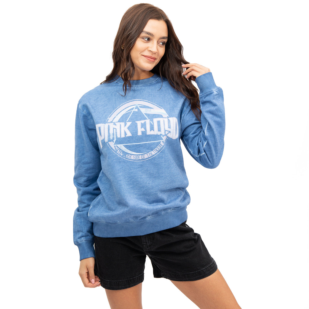 Pink Floyd Ladies - Emblem - Washed Crew Sweat - Vintage Blue