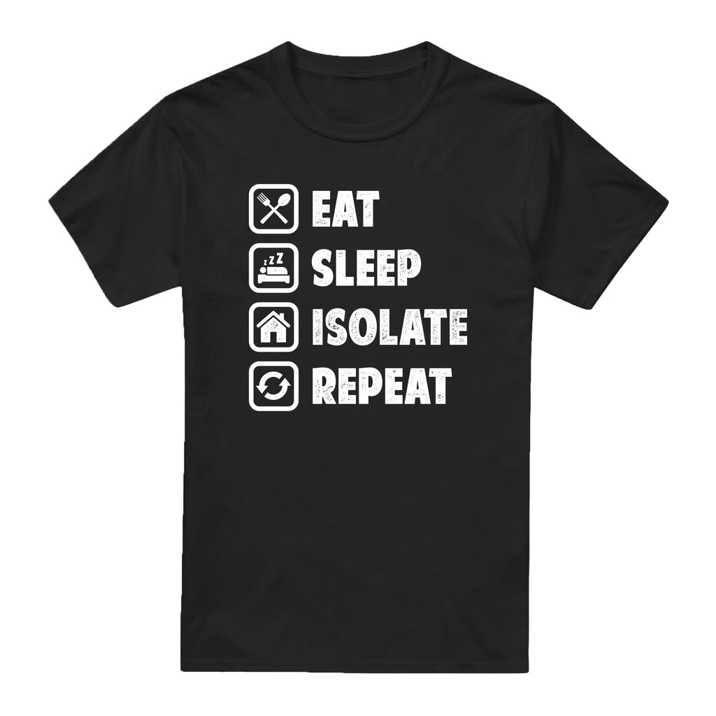Social Distancers Unisex - Eat Sleep Isolate Repeat - T-shirt - Black