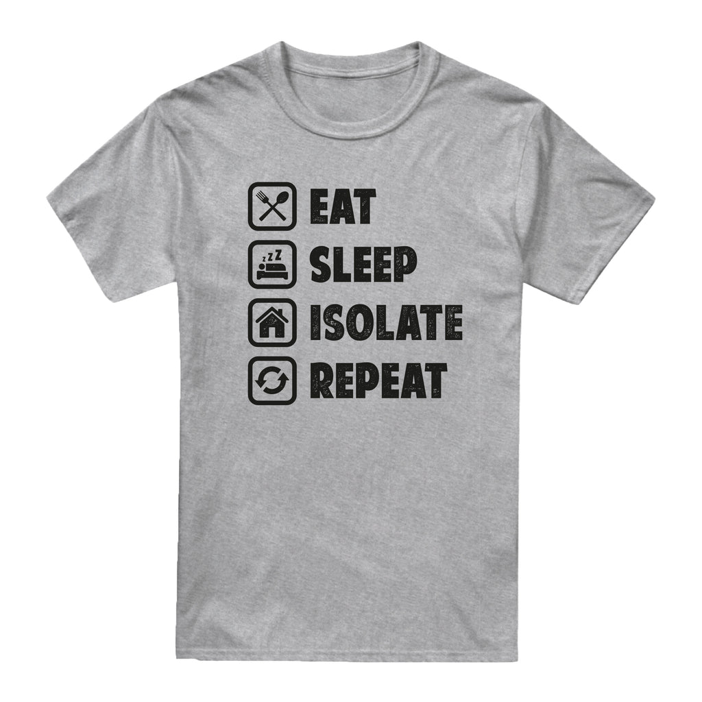Social Distancers Unisex - Eat Sleep Isolate Repeat - T-shirt - Grey Marl
