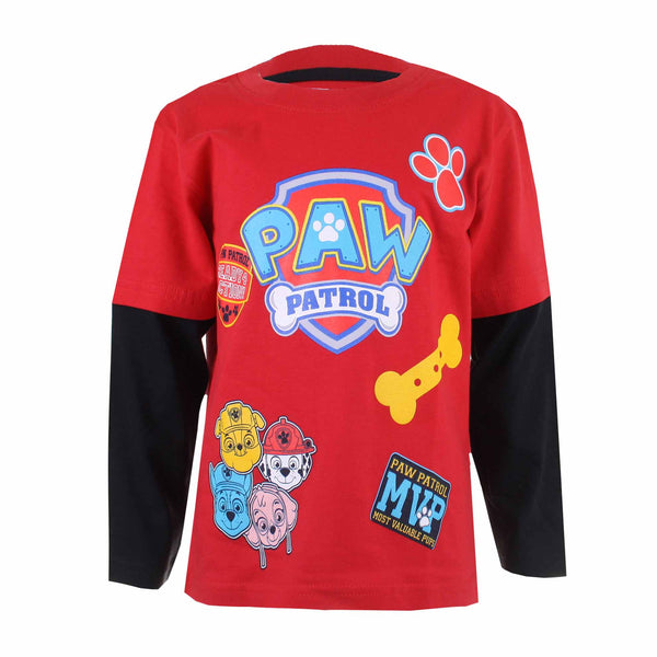 Paw Patrol Boys - Patch - Long Sleeve T-Shirt - Red/Black - CLEARANCE