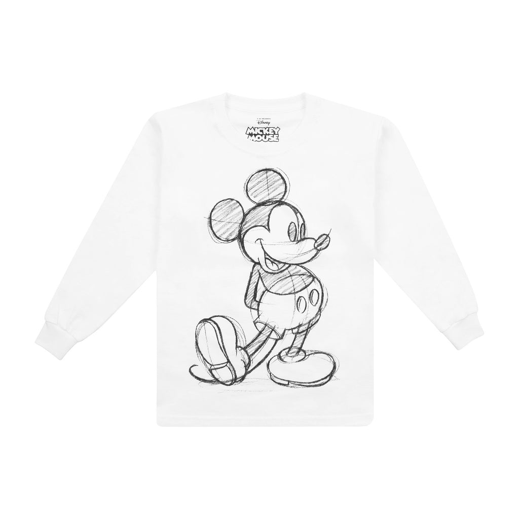 Disney Girls - Mickey Sketch - Long Sleeve T-shirt - White