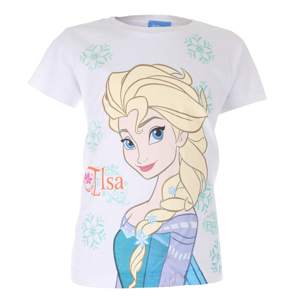 Disney Girls - Frozen - Elsa Snowflake - T-shirt - White - CLEARANCE
