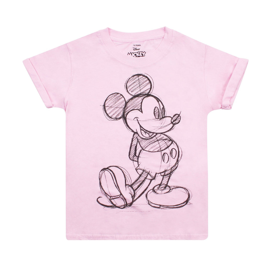 Disney Girls - Mickey Sketch - T-shirt - Light Pink
