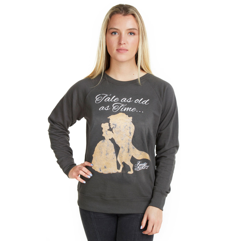 Disney Ladies - Beauty And The Beast - Tale As Old As Time - Crew Sweat - Grey - CLEARANCE