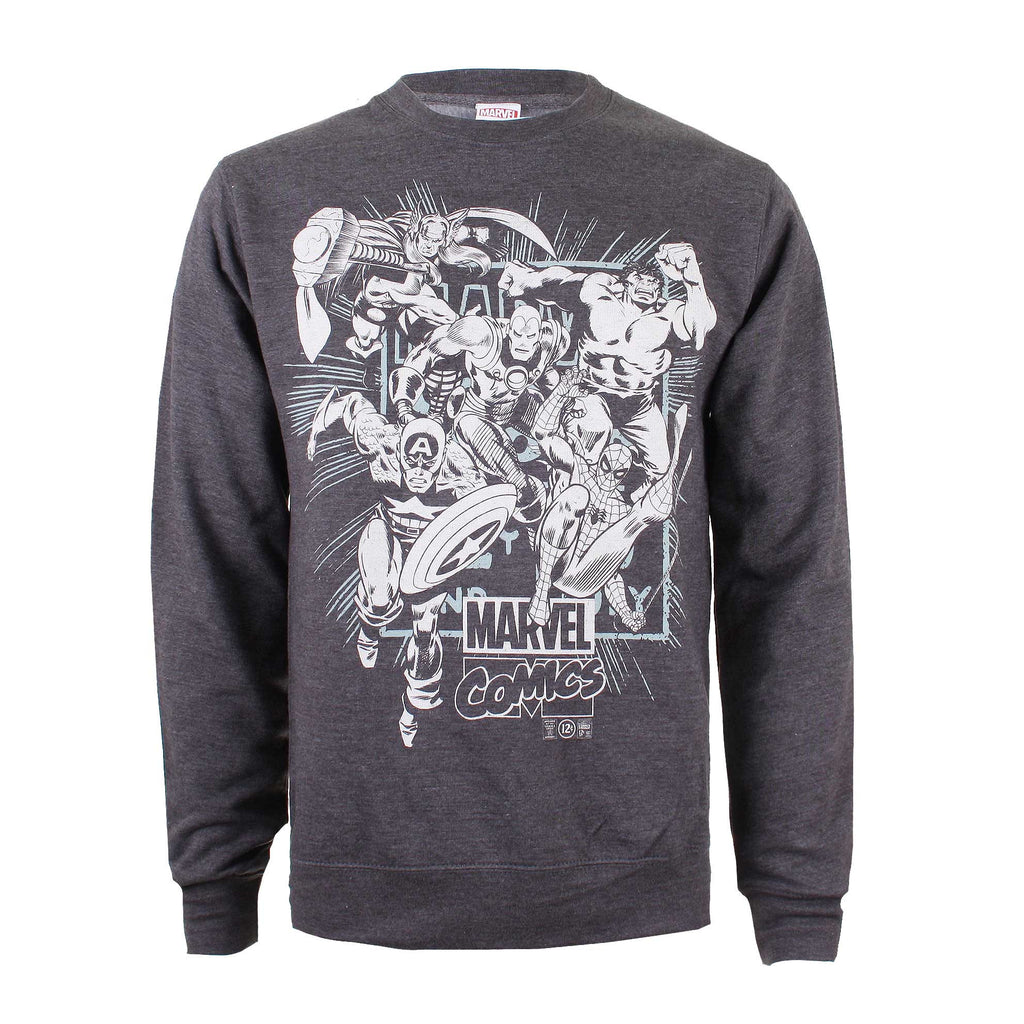 Marvel Mens Band Of Heroes Crew Sweat - Dark Heather