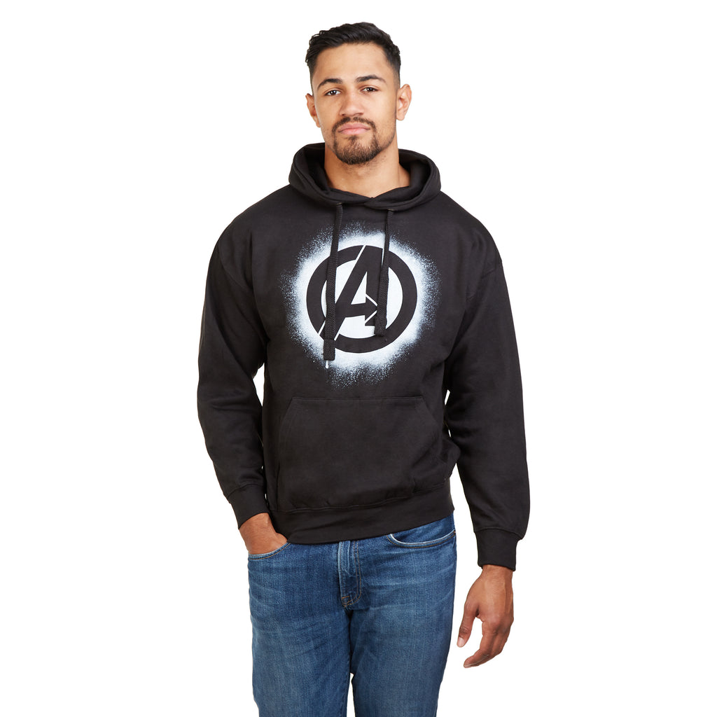 Marvel Mens - Stencil Logo - Pullover Hood - Black