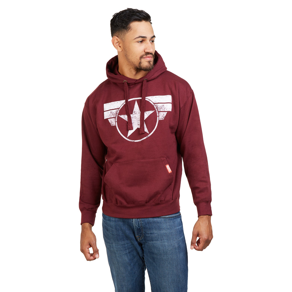 Marvel Mens - Cap Logo - Pullover Hood - Burgundy