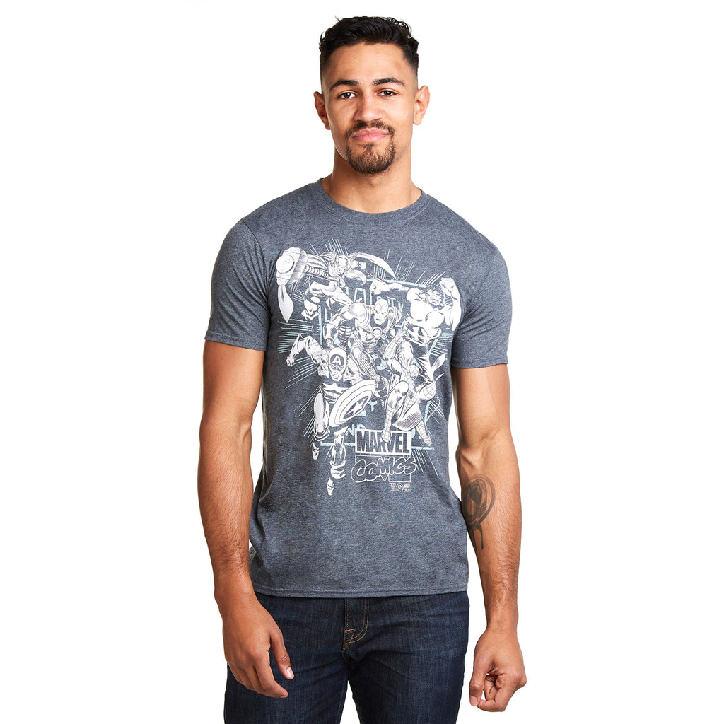 Marvel Mens - Band Of Heroes - T-Shirt - Dark Heather