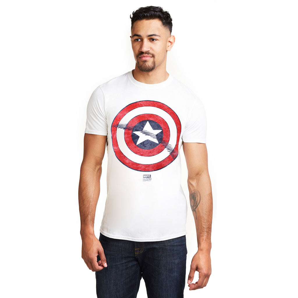 Marvel Mens - Captain America Shield - T-shirt - White