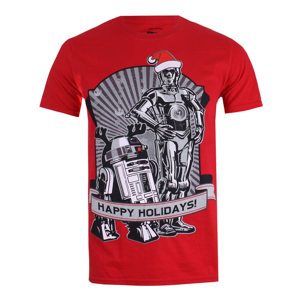 Star Wars Mens - Happy Holidays - T-shirt - Red - CLEARANCE