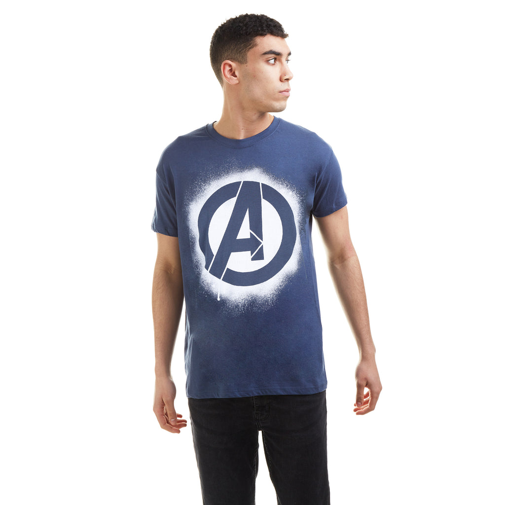 Marvel Mens - Stencil Logo - T-Shirt - Denim