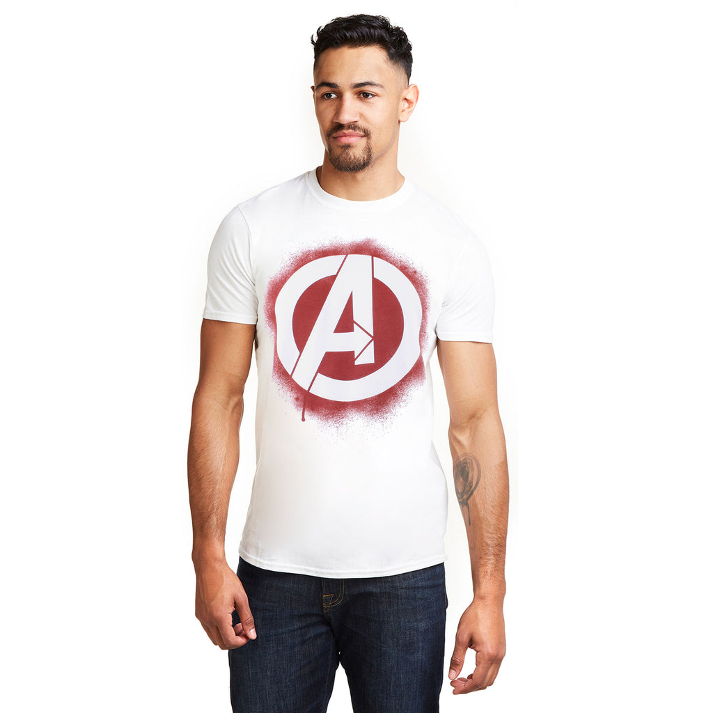 Marvel Mens - Stencil Logo - T-Shirt - White