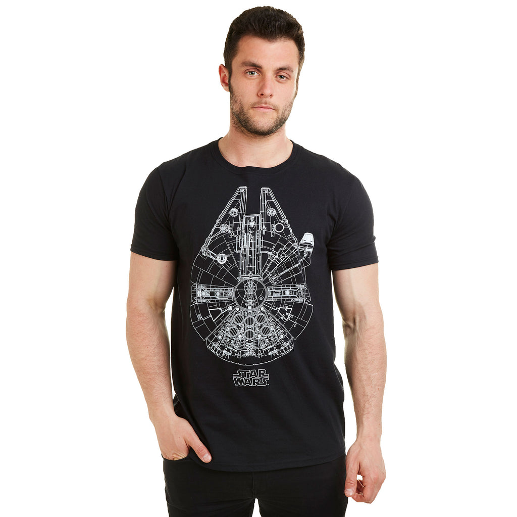 Star Wars Mens - Millenium Lines - T-Shirt - Black