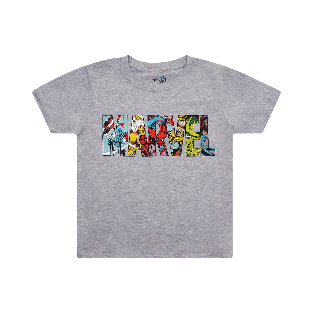 Marvel Boys - Logo Characters - T-shirt - Sport Grey