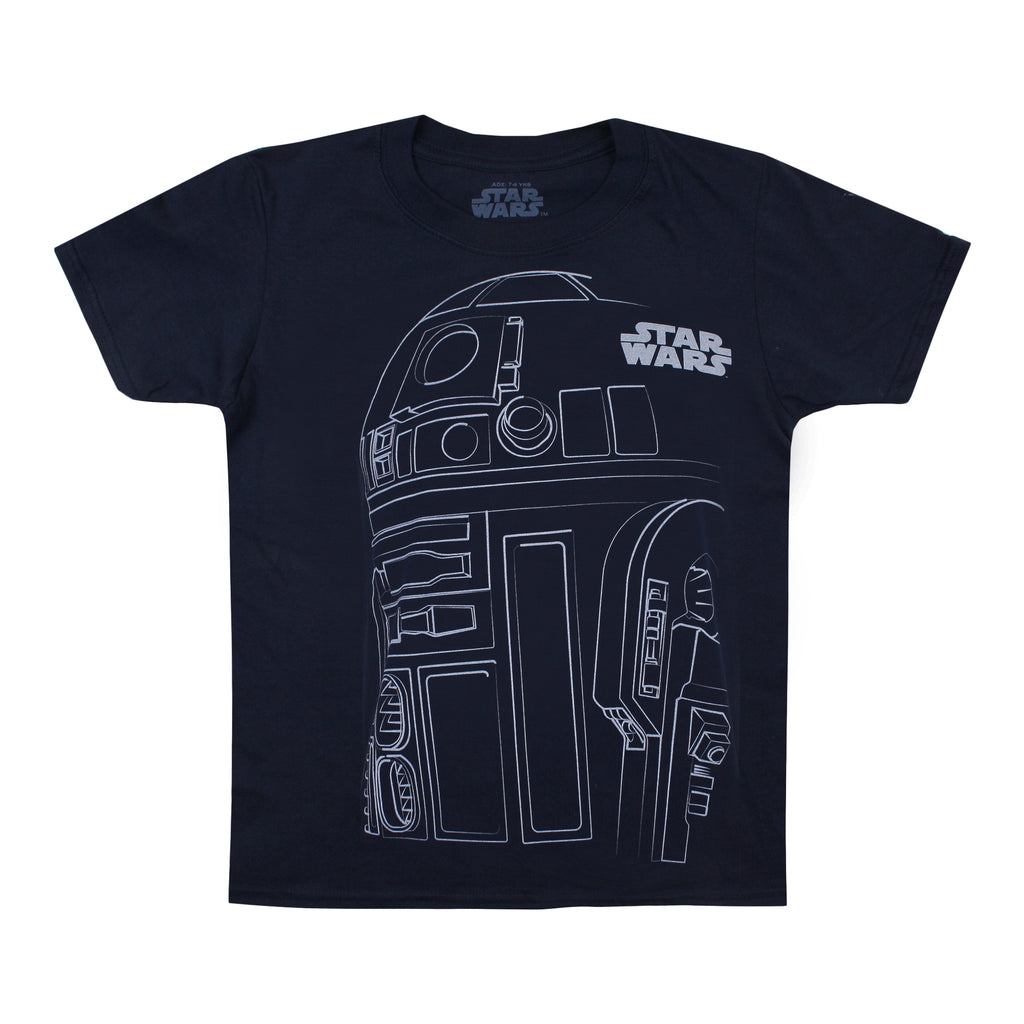Star Wars Boys - R2D2 Outline - T-Shirt - Navy