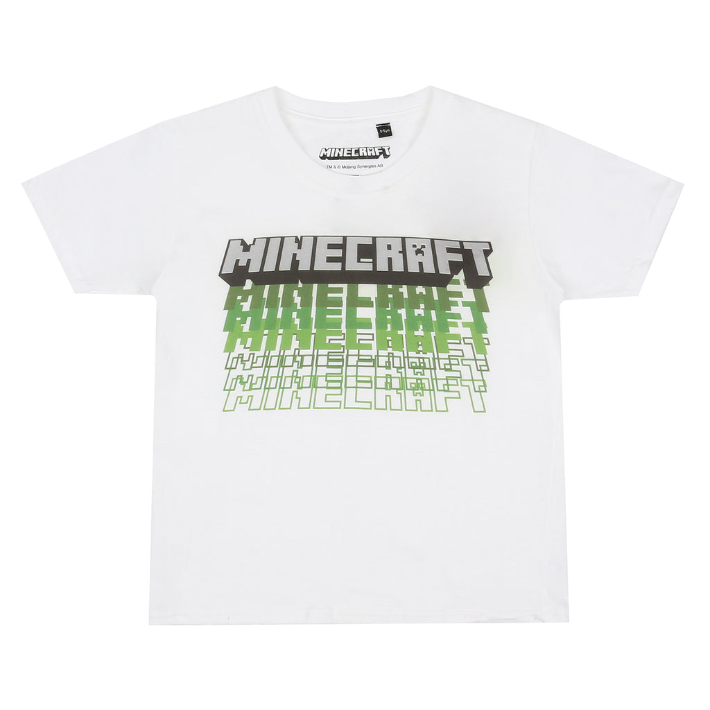 Minecraft Boys - Repeat Logo - T-shirt - White