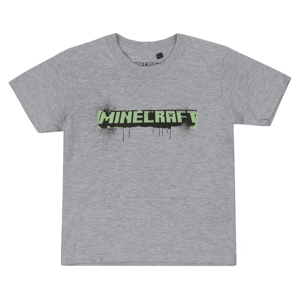 Minecraft Boys - Graffiti Logo - T-shirt - Grey Marl