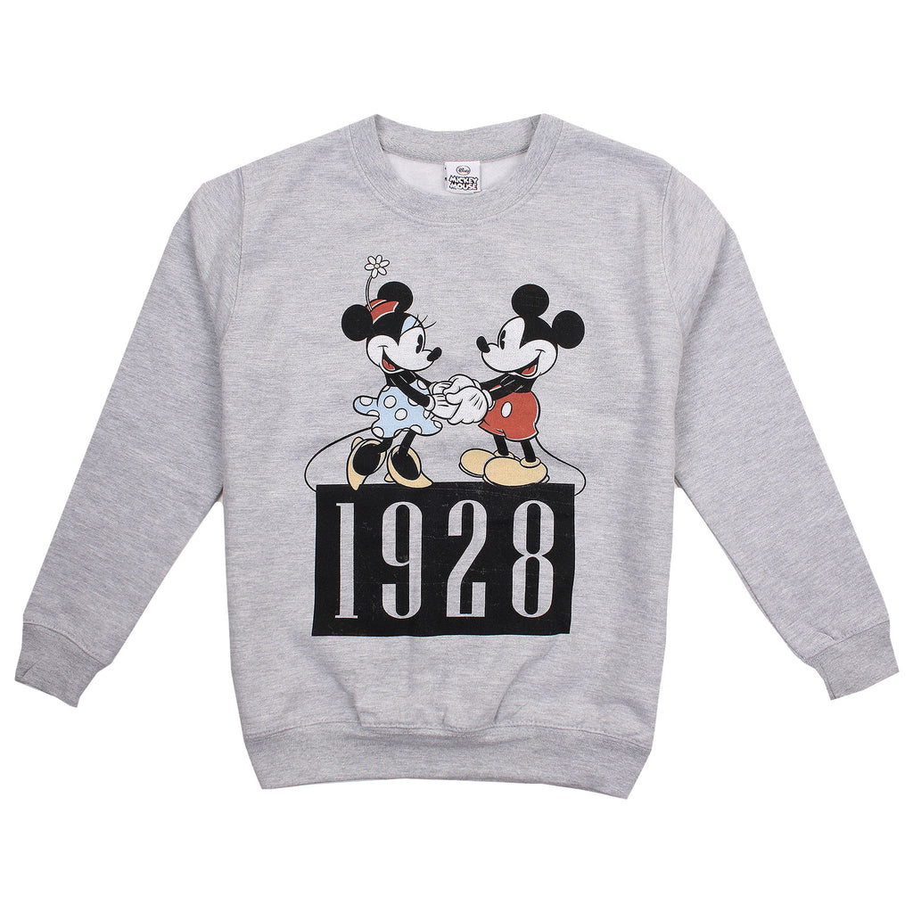 Disney Girls - Mickey & Minnie Dance - Crew Sweat - Sport Grey - CLEARANCE