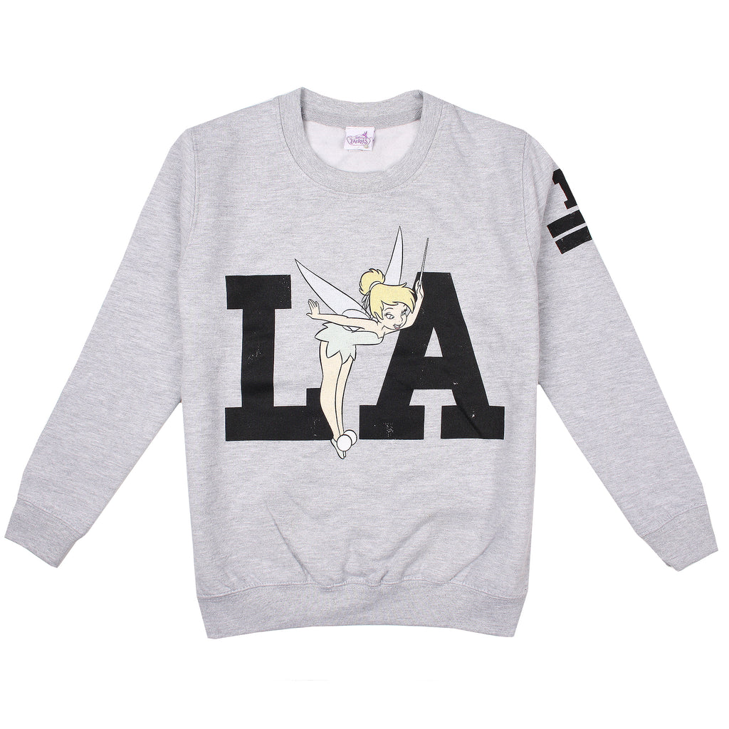 Disney Girls - Tinkerbell - LA - Crew Sweat - Sport Grey - CLEARANCE