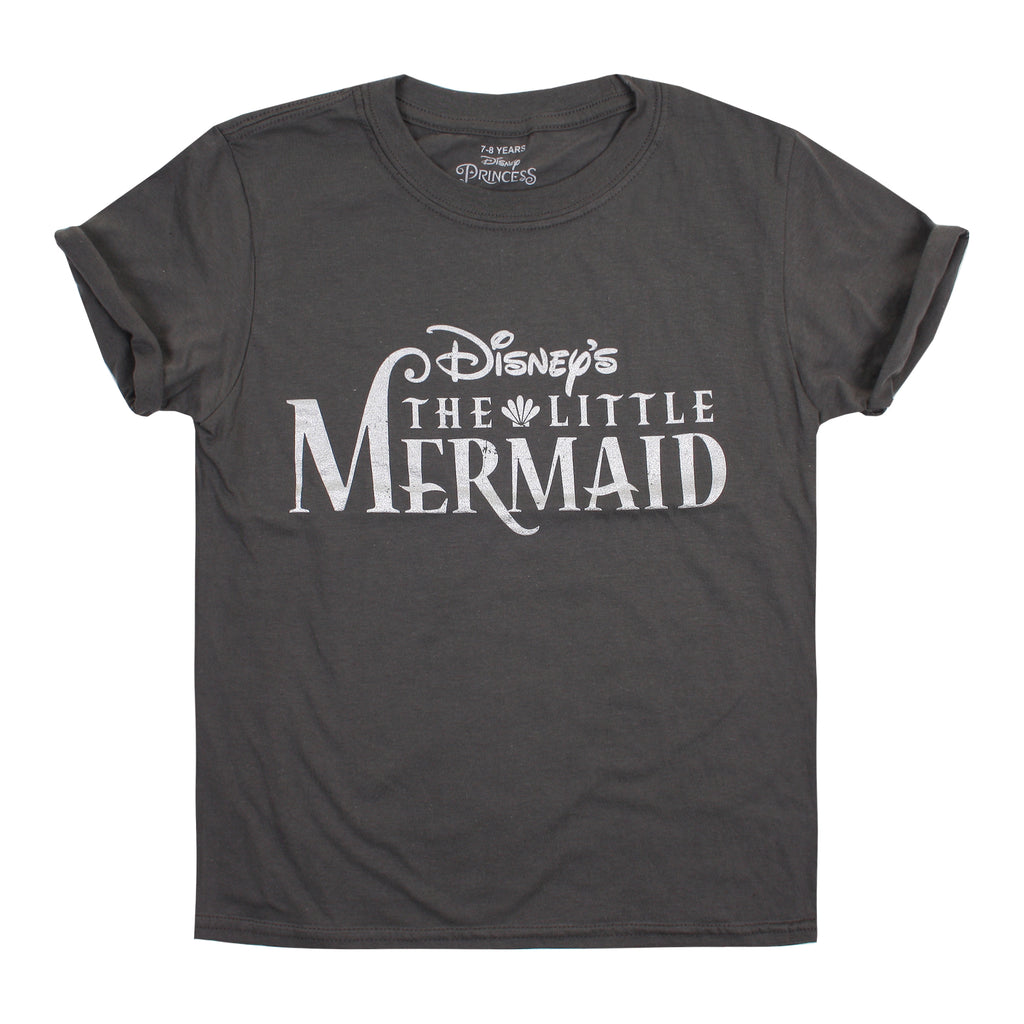 Disney Girls - Little Mermaid - Logo - T-shirt - Charcoal - CLEARANCE
