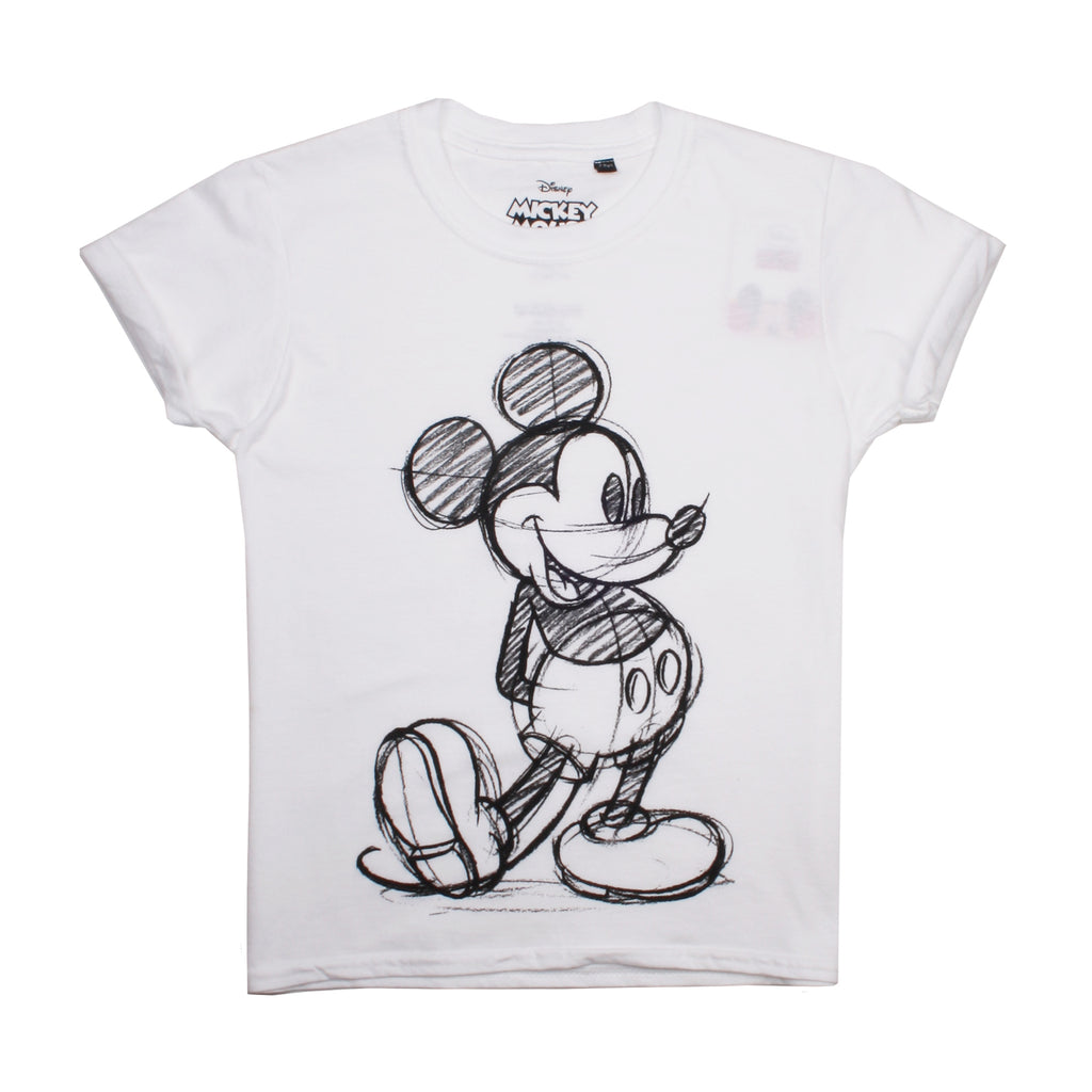 Disney Girls - Mickey Sketch - T-shirt - White