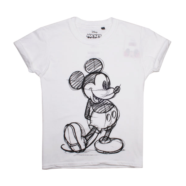 Disney Girls - Mickey Sketch - T-shirt - White