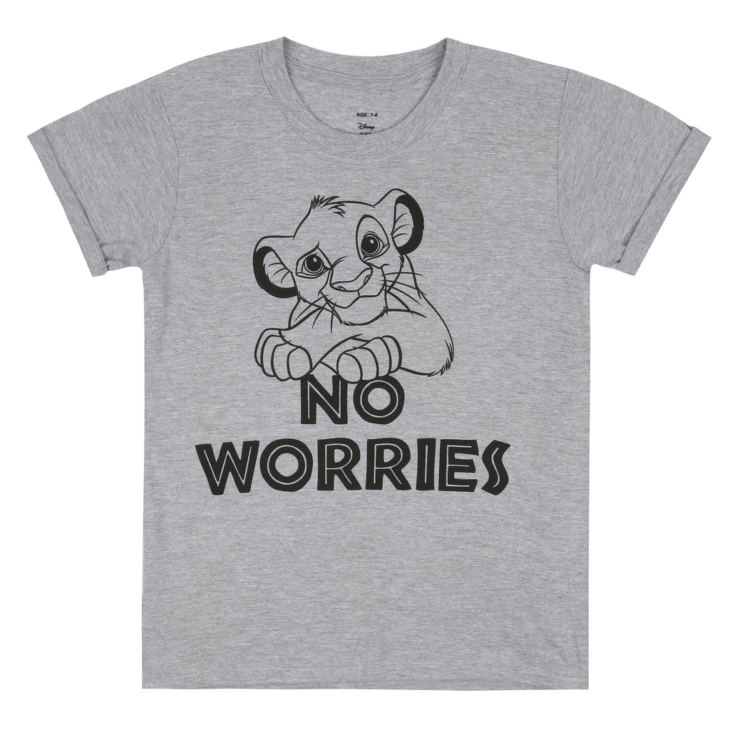 Disney Girls - Lion King - No Worries - T-shirt - Grey Marl