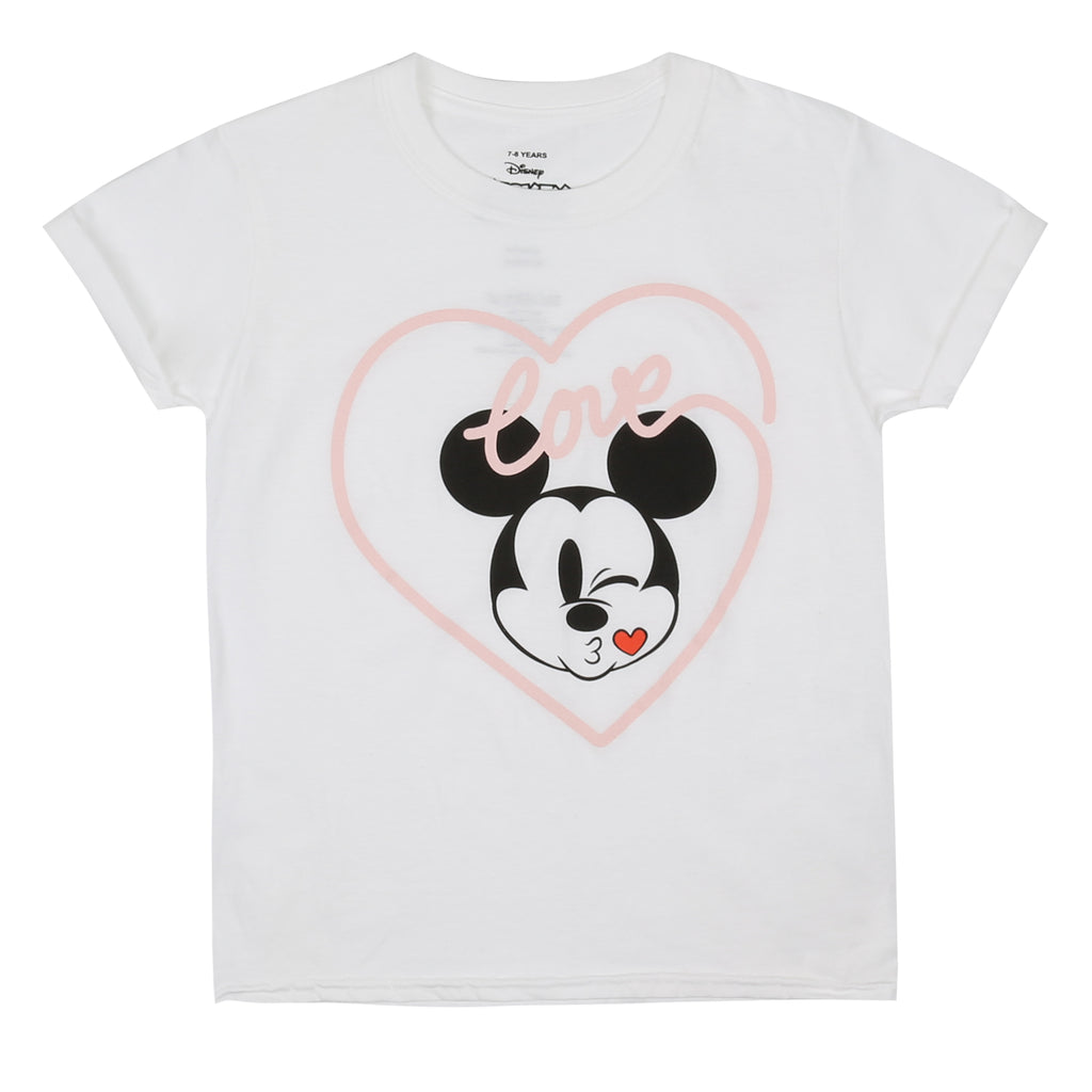 Disney Girls - Mickey Love Kiss - T-shirt - White