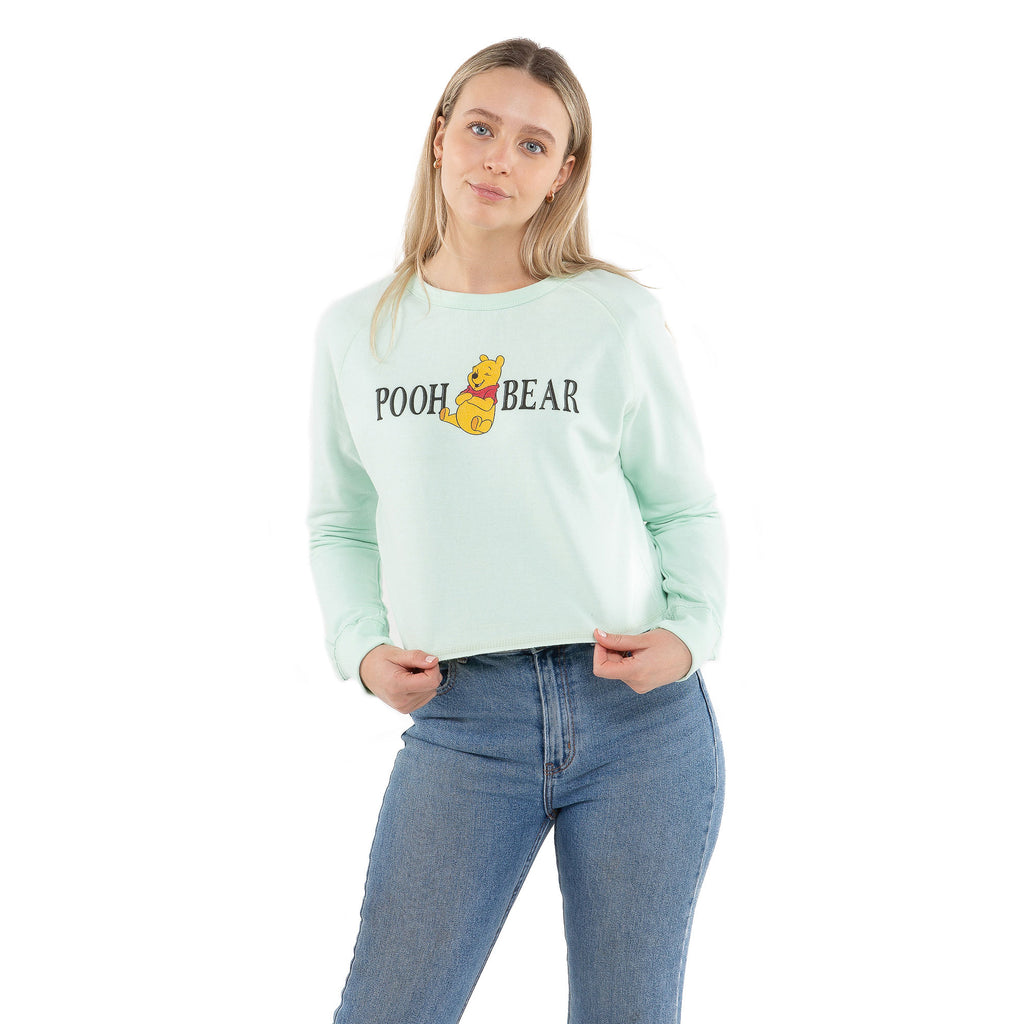 Disney Ladies - Winnie The Pooh Classic - Cropped Crew Sweat - Sea Foam