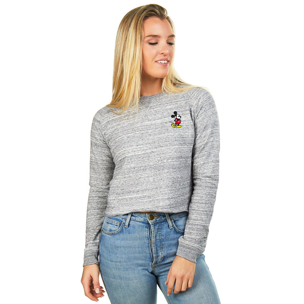 Disney Ladies - Mickey Pose - Crew Sweat - Heather Grey