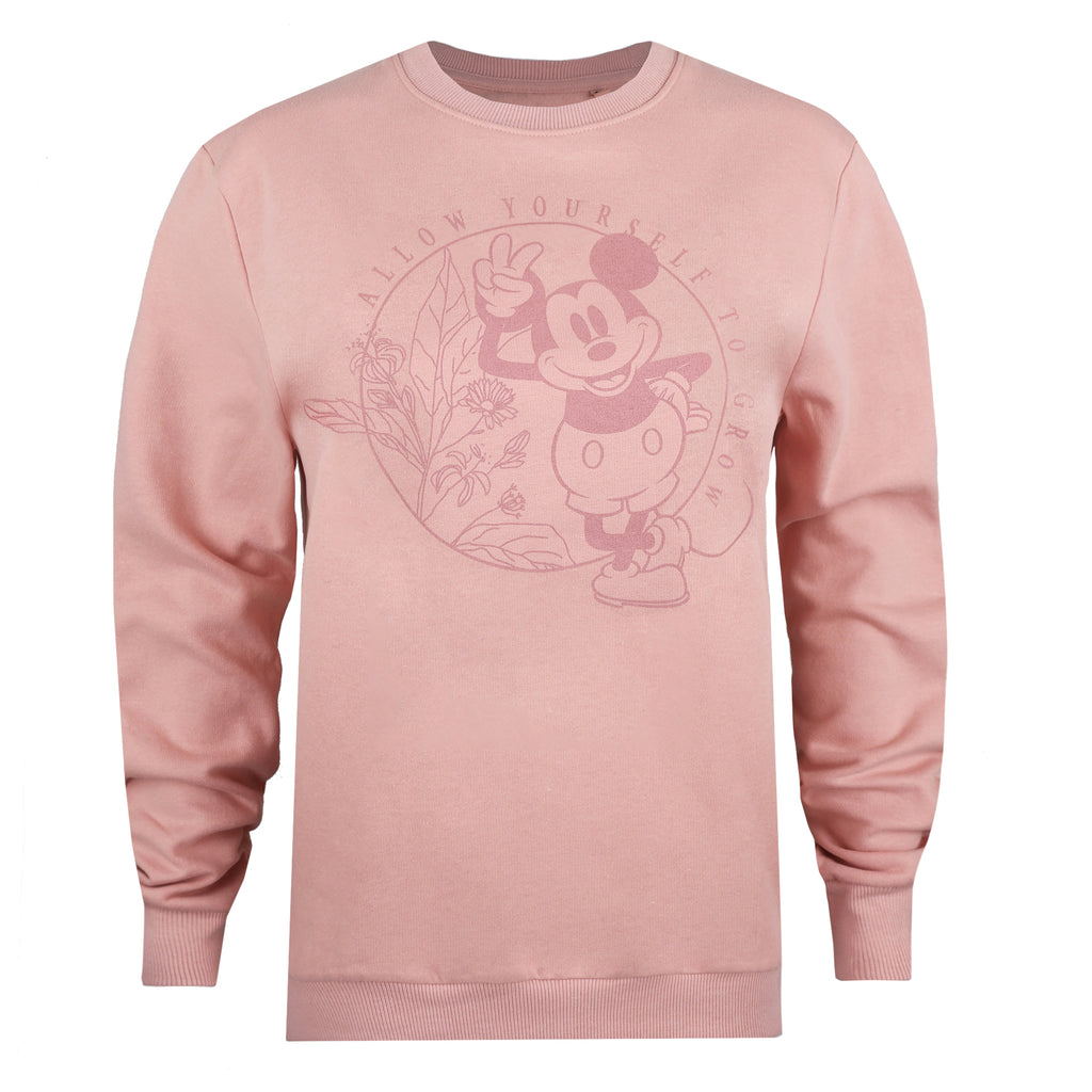 Disney Ladies - Mickey Mouse Grow - Crew Sweat - Dusky Pink