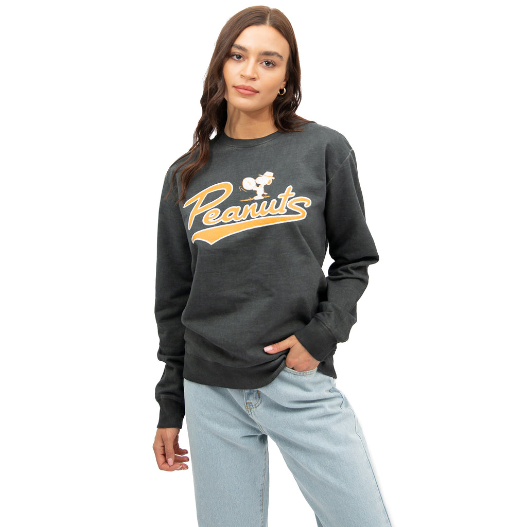 Peanuts Ladies - Varsity - Washed Crew Sweat - Vintage Black