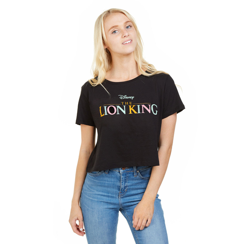 Disney Ladies - Lion King - Rainbow Title - Crop T-shirt - Black