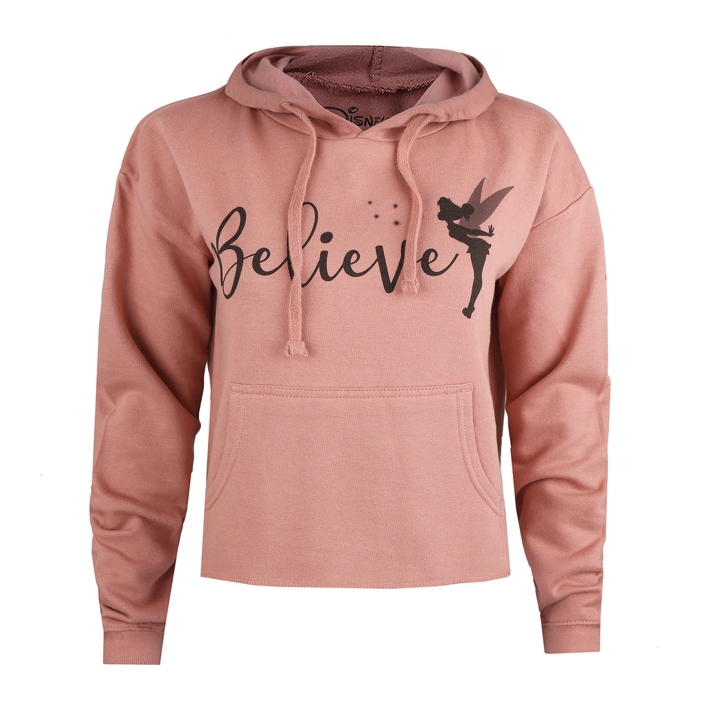 Disney Ladies - Believe In Fairies - Cropped Hood - Dusky Pink