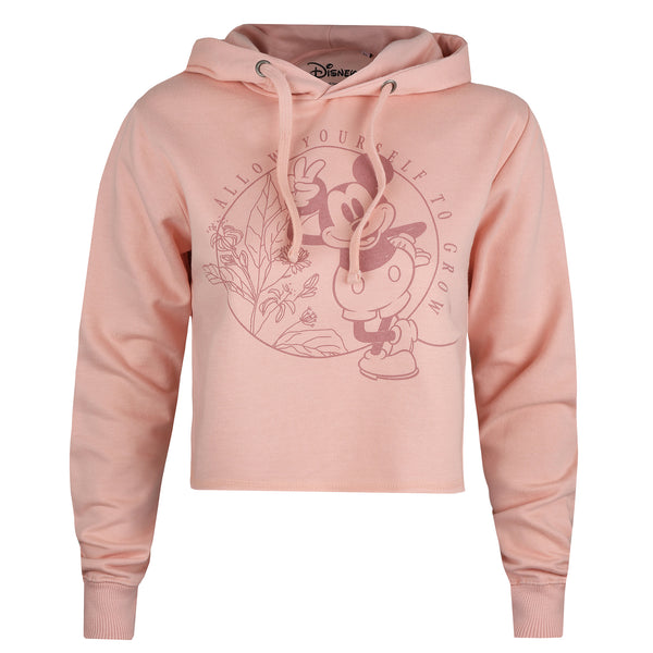 Disney Ladies - Mickey Mouse Grow - Cropped Pullover Hood - Dusky Pink