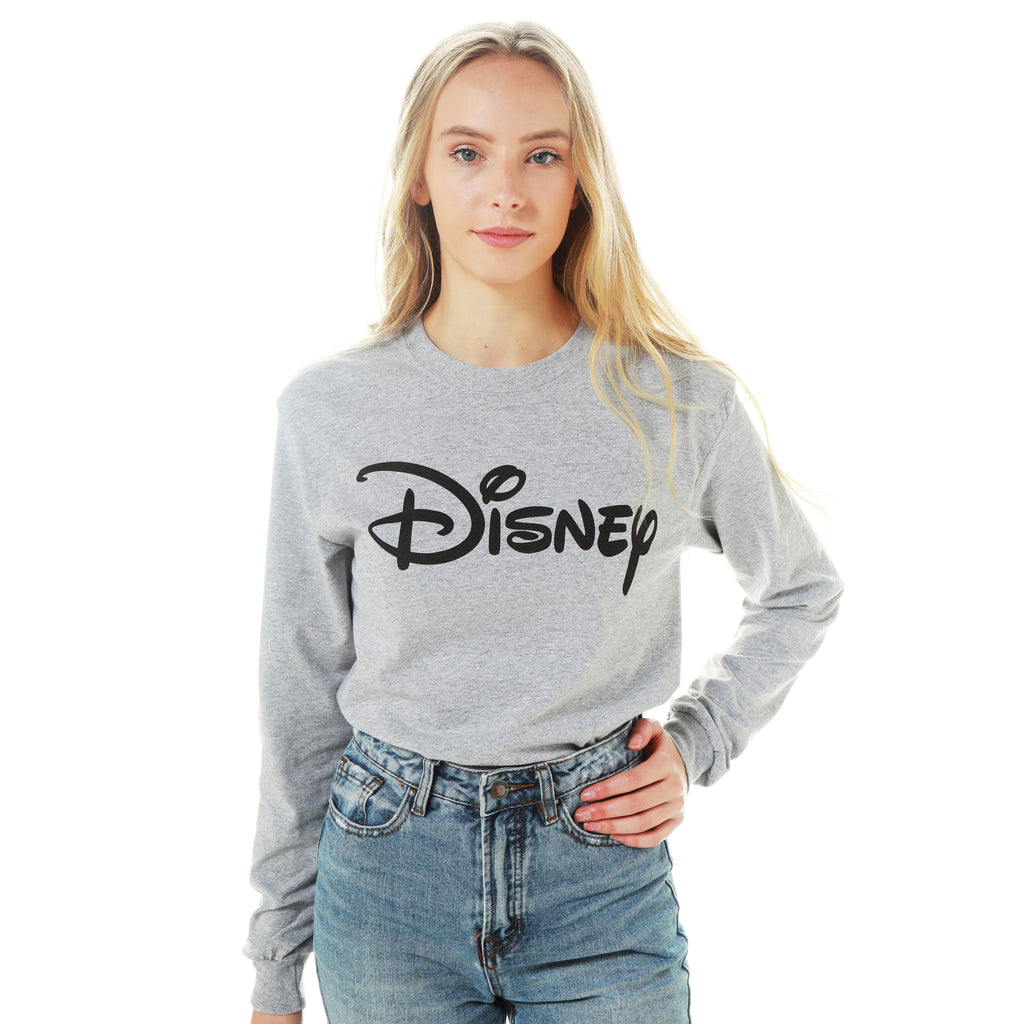 Disney Ladies - Disney Logo - Long Sleeve T-shirt - Grey Heather