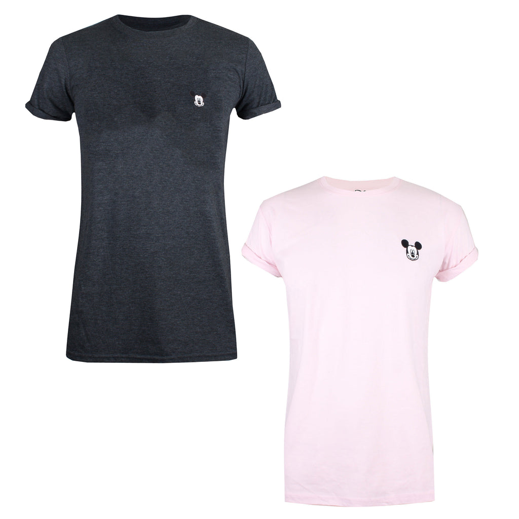 Disney Ladies - Mickey Face - T-shirt Pack - Grey / Pink