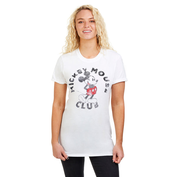 Disney Ladies - Mickey Mouse Club - T-shirt - White - CLEARANCE