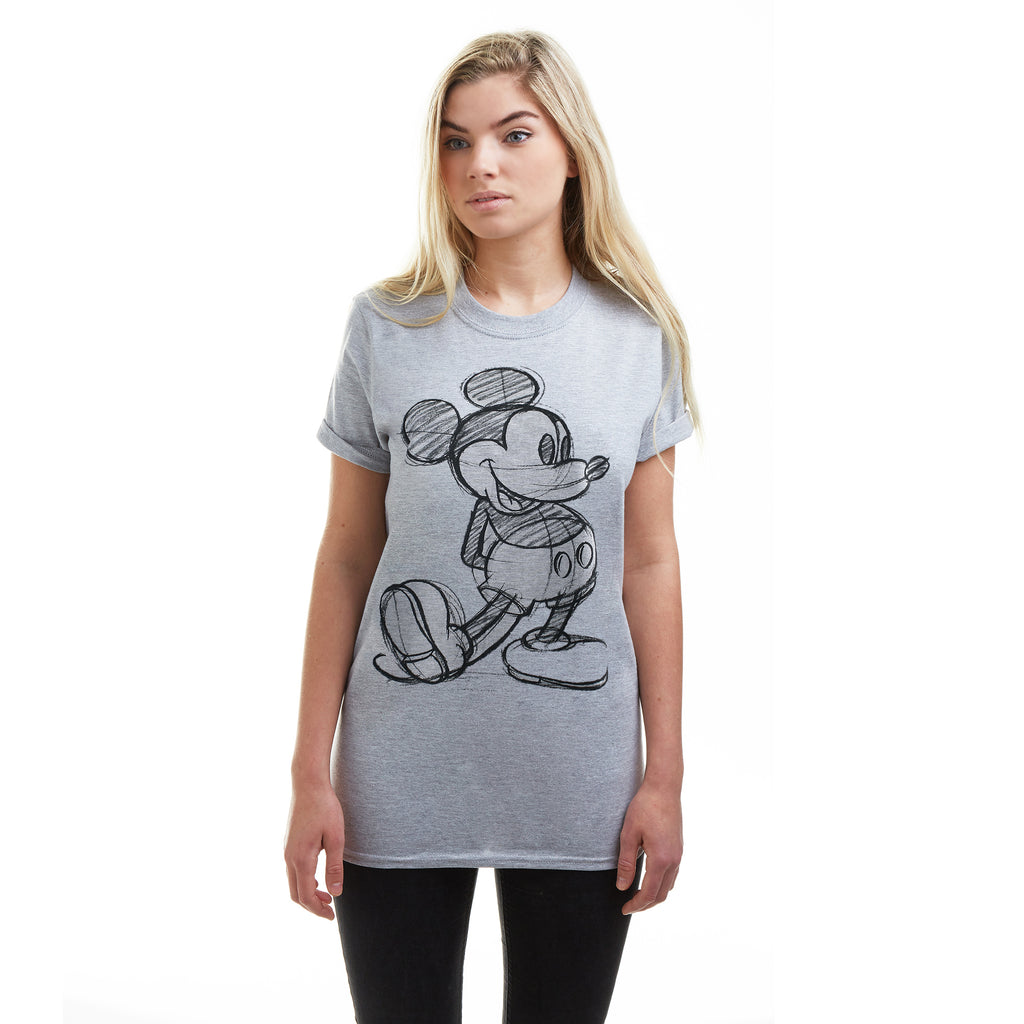 Disney Ladies - Mickey Sketch - T-Shirt - Sport Grey