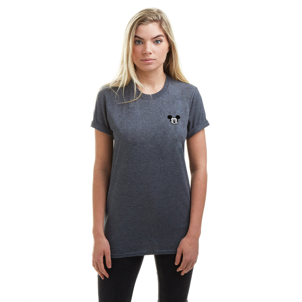 Disney Ladies - Mickey Face - Boyfriend T-shirt - Dark Heather